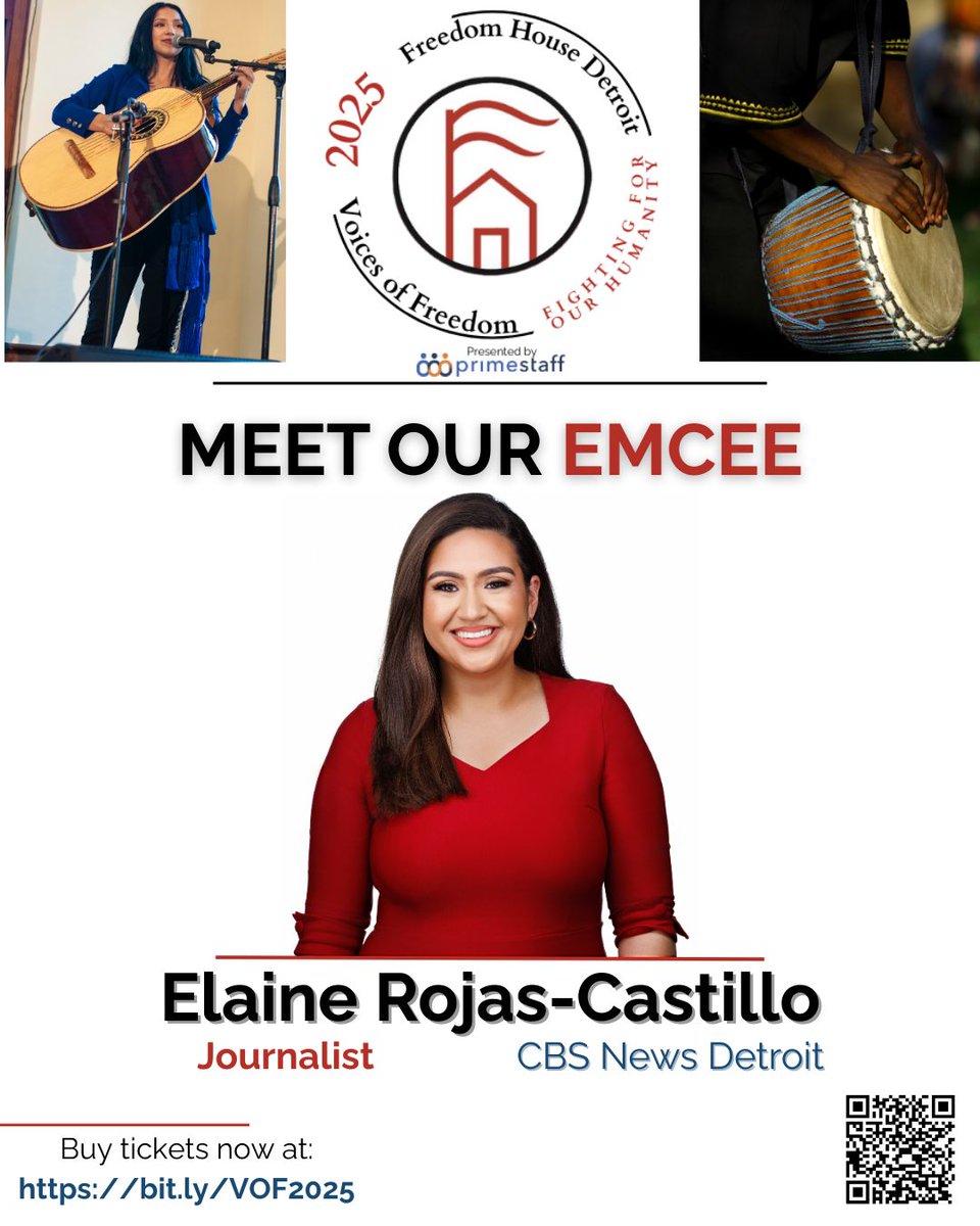 We’re excited to welcome CBS News Detroit’s Elaine Rojas-Castillo, a proud first-gen daughter of Dominican immigrants and advocate for diversity, to our annual gala! Join us May 9 at The Kiosco for an inspiring night supporting Freedom House Detroit. #VoicesOfFreedom