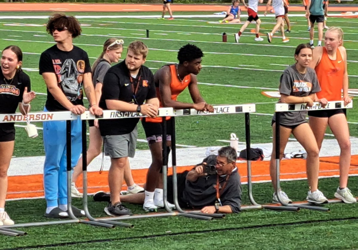 Fouss's tweet image. It's not often that you see @AHSRaptorsAD lying down on the job!