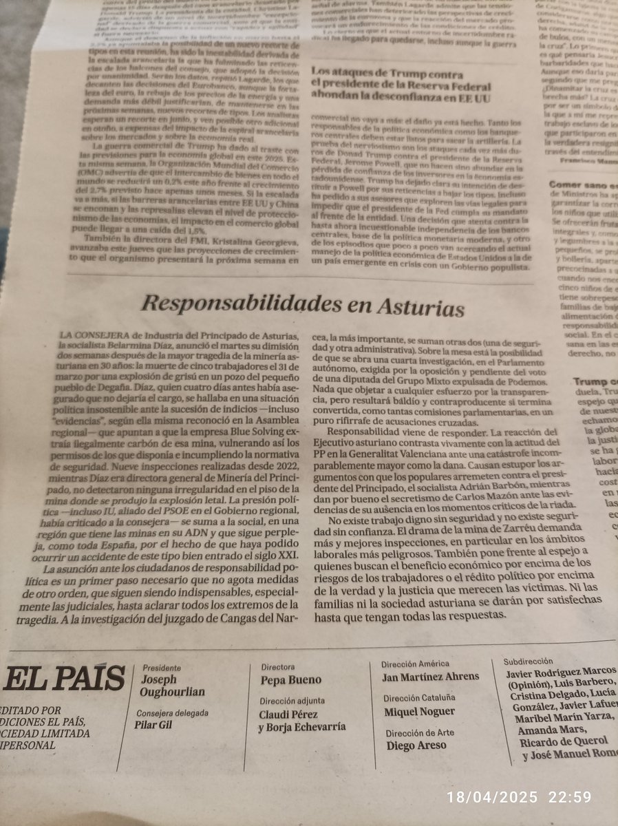 El País tamién presiona güei pa que nun haya comisión d'investigación sobre la traxedia de Zarréu. A qué bien tantu miéu?
