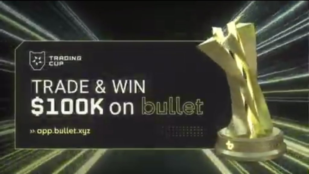 Dopportunist1's tweet photo. Test your skills in the @bulletxyz Trading Cup
$100,000 in rewards.
Real-time leaderboards.
Ultra-fast 2ms execution.
Dominate or be dominated.
#Web3Gaming #CryptoTrading #SolanaEcosystem #BulletCup https://t.co/TbfPqwIjSS