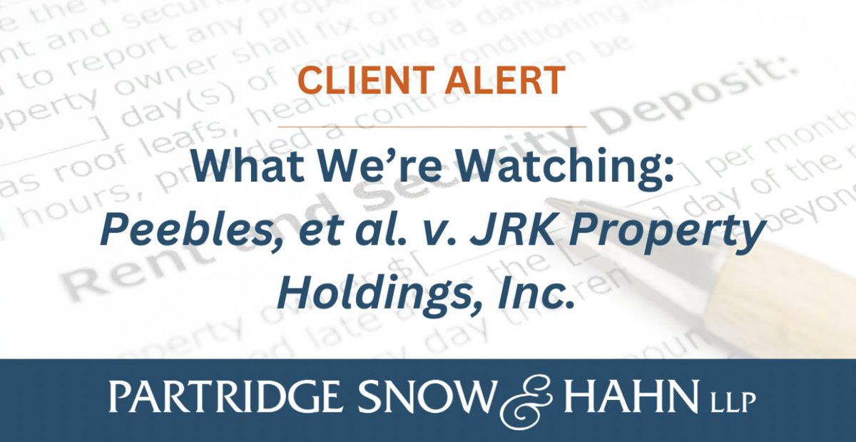PSHlaw's tweet image. What counts as “reasonable wear and tear”? In Peebles v. JRK Property Holdings, the Court is weighing big questions. Read more here: bit.ly/42ILgLp.  

Contact PSH attorneys Suzanne Elovecky and Hannah Amadei with any questions. #TenantRights #ClientAlert #PSHLaw