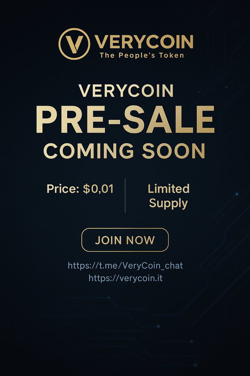 VeryCoin1's tweet photo. VeryCoin Pre-Sale Coming Soon!
Be early in the next big thing on EgonCoin.
Price: $0.01 | Limited Supply
Join now:
https://t.co/Imx6XWe7jA
https://t.co/e9ZJRMJqpU

#VeryCoin #Crypto #Presale #DeFi #Altcoins #CryptoInvestors #Web3 #Blockchain #EgonCoin https://t.co/MIz2OGXZSm