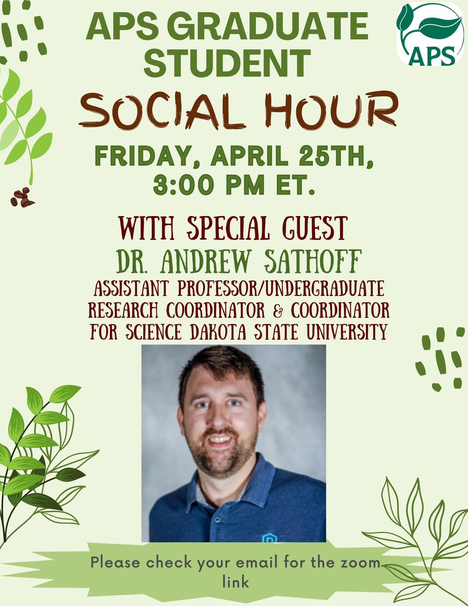 This month's social hour will feature Dr. Andrew Sathoff from Dakota State University. Join us to gain valuable insights and meet other grad students!