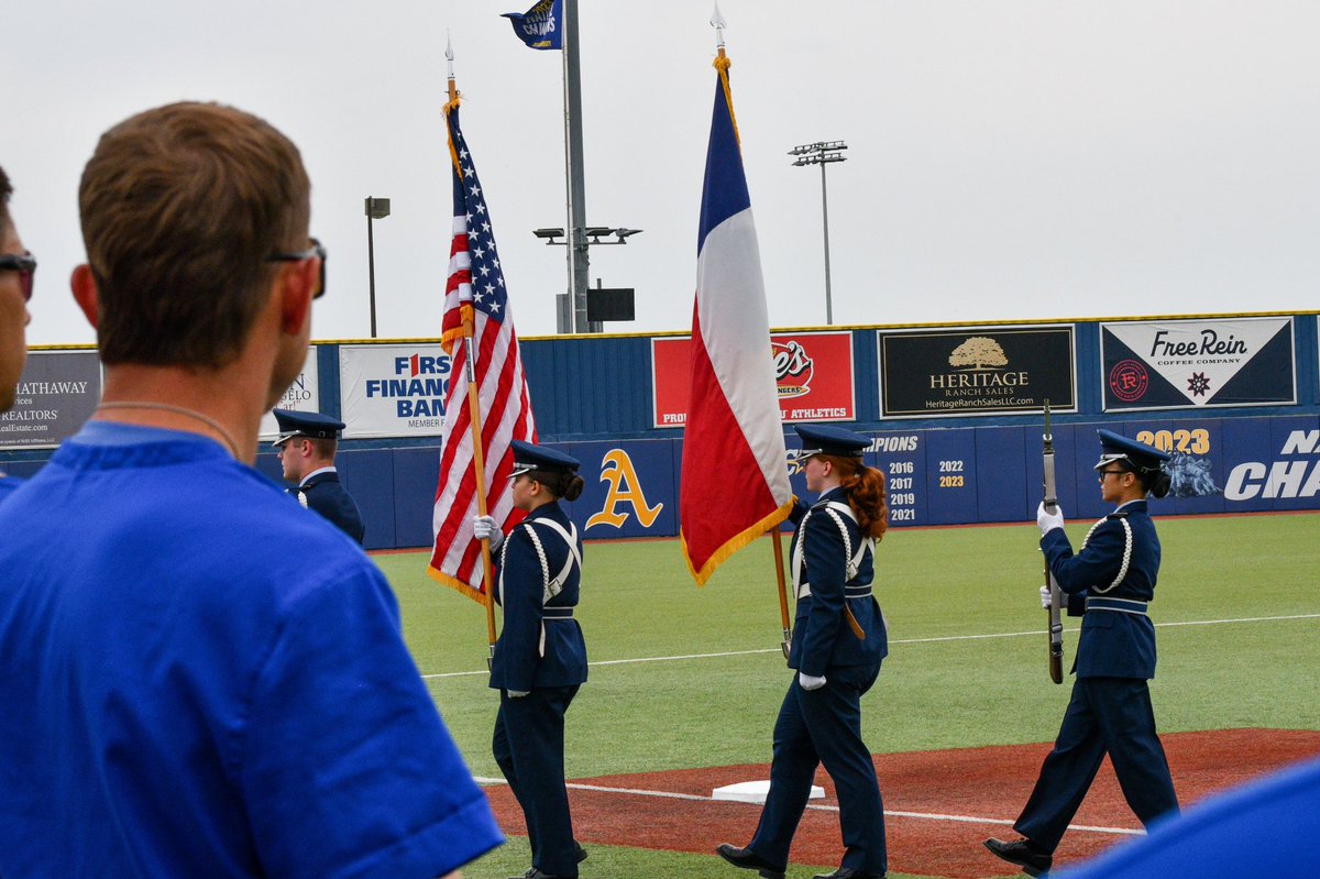 RamsASUbaseball's tweet photo. What a way to start the day at the ballpark! Huge thanks to former ASU Ram Jordan Williams for throwing out the first pitch, and shoutout to the ASU ROTC Color Guard for starting us off right with the presentation of the colors! ⚾️🐏🏟️ https://t.co/5eSi3v4VTV