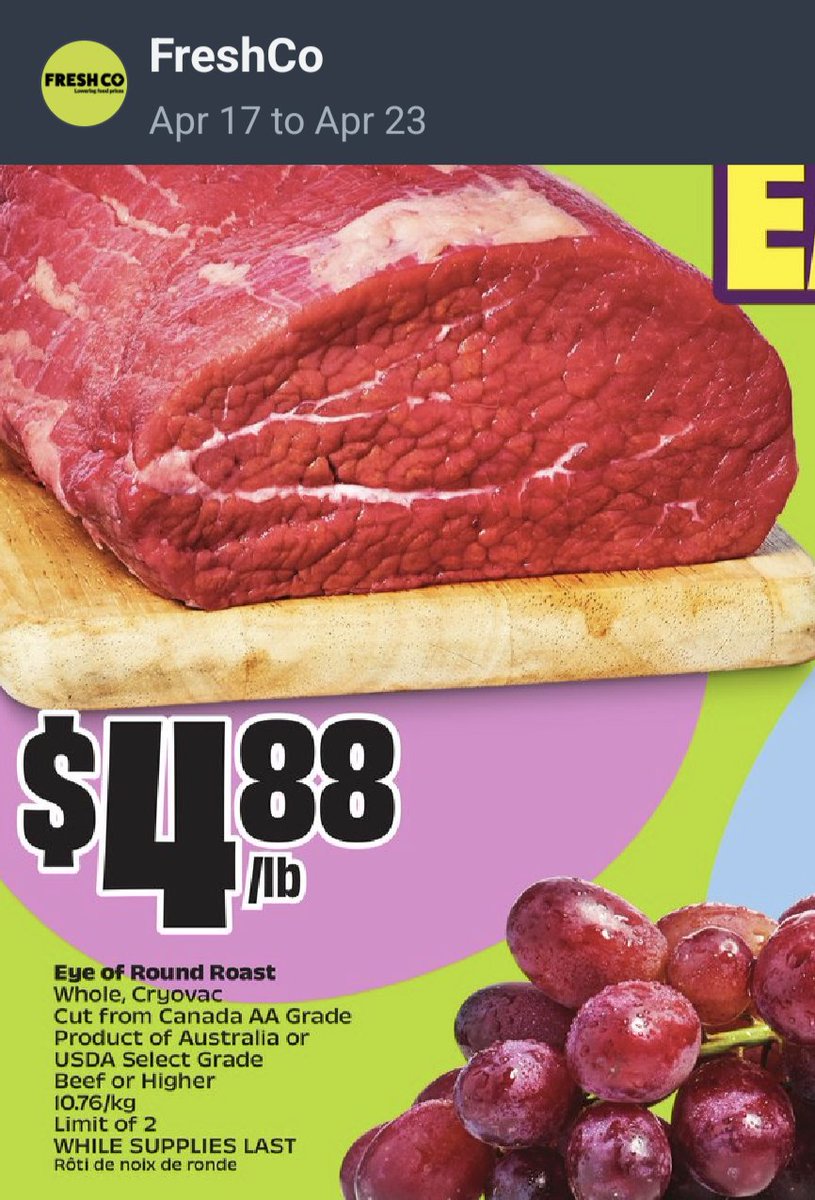 PGK_Keychains's tweet photo. 📢  Hot Deals in Barrie! 🔥 at FreshCo

🔻 TOSTITOS CHIPS $2.99 at #FreshCo

🥩 Eye of Round Roast BEEF $4.88/lb (10.76/kg)

🍇 GRAPES $1.49/lb (3.28/kg)

🐄 SOUR CREAM 500ml $2.49

Thu Apr 17 - Wed Apr 23

#Barrie #Orillia #DealsInBarrie @Tostitos #Easter2025 #Easter🐰 https://t.co/vlQuTvP5qN