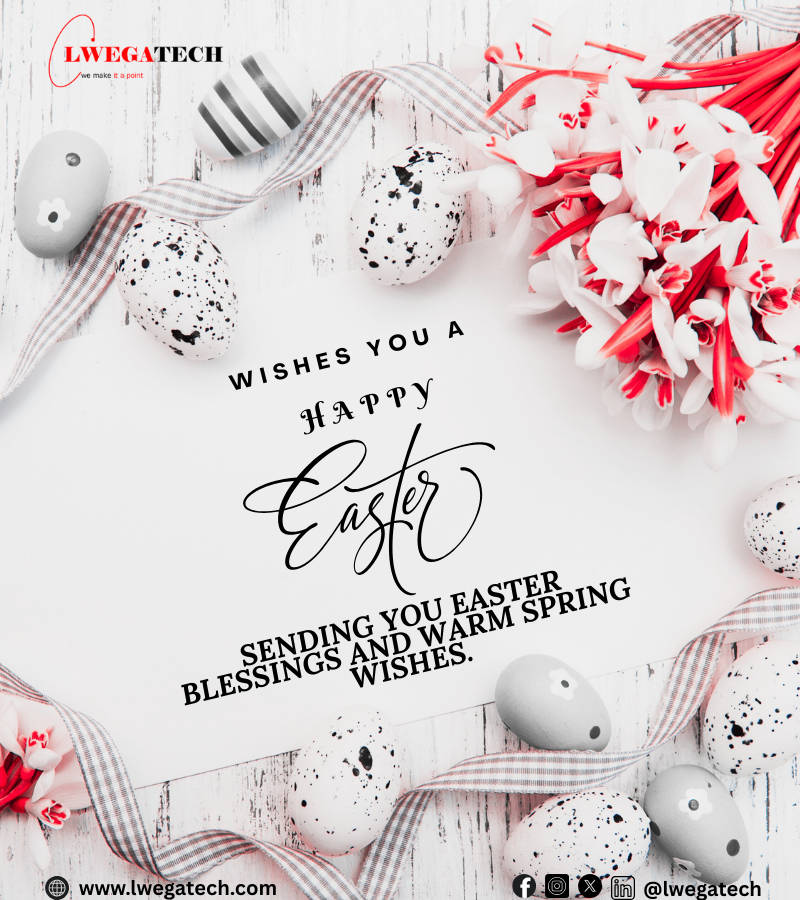 lwegatech's tweet photo. This season, let’s celebrate renewal, hope and the joy of togetherness. @lwegatech, we’re committed to powering your future with innovative tech solutions that inspire growth and connection. Visit https://t.co/SxPg7Yi4mn 
#HappyEaster #Lwegatech #TechInnovation #SpringIntoTech https://t.co/qWGGkJej7W