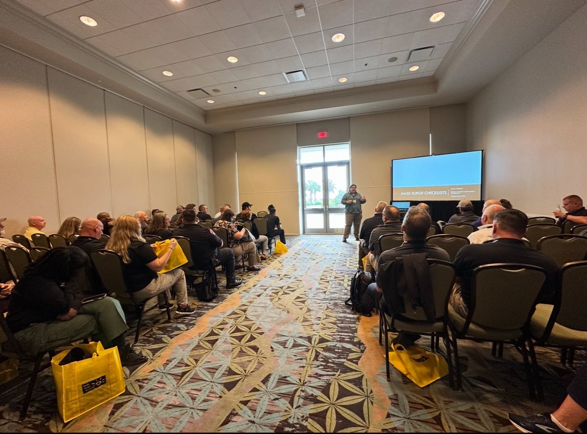 MSEPC__'s tweet photo. 2025 EMAG conference in the beautiful Jekyll Island, GA!
Ashton Anderson, the Director of Safety and Emergency Management at Regional One Health, gave a fantastic talk about how checklists can be game-changers in mass casualty incidents (MCIs). https://t.co/htJyAt1jMm