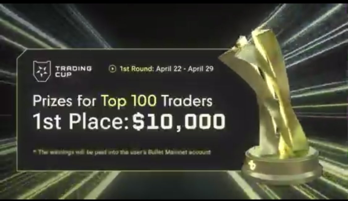 Dopportunist1's tweet photo. This ain’t no ordinary testnet.
The @bulletxyz Trading Cup is PACKED with $100K in prizes.
Climb the leaderboard, flex your skills, and make every trade count.
#CryptoRewards #OnchainTrading #SolanaDevs #BulletCup https://t.co/O8CzsTjkz2