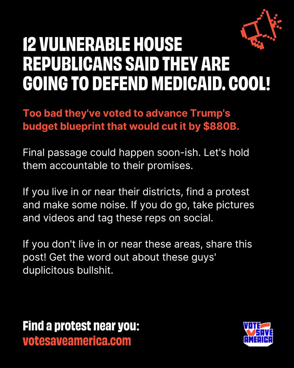 votesaveamerica's tweet photo. If all these GOP reps said they plan to protect Medicaid, why did they vote to gut it?

Find a protest near you at https://t.co/paMdqel16T https://t.co/vzAu0GLkHr