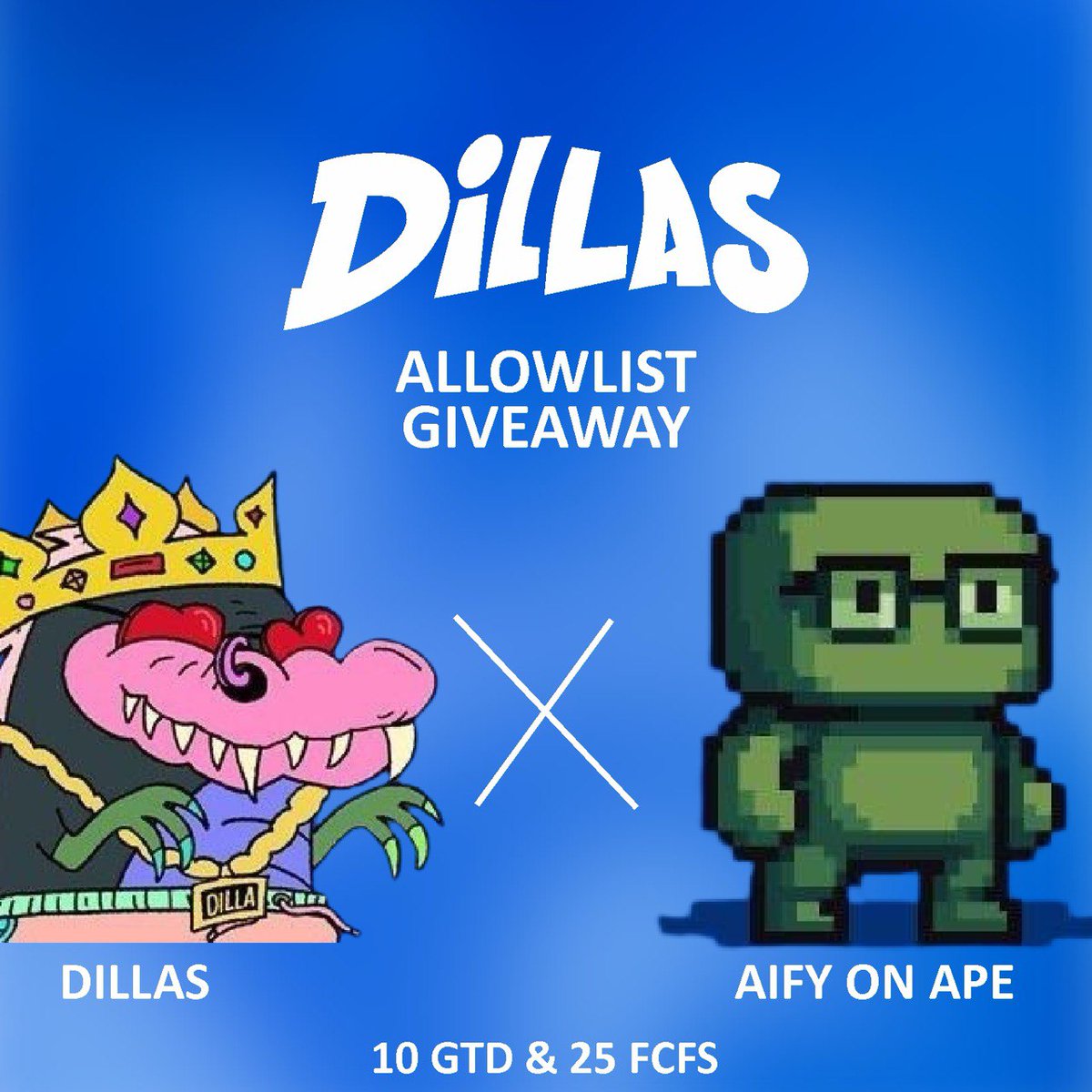 DillasApeChain (@dillasapechain) on Twitter photo 🚨 GIVEAWAY ALERT! 🚨
<a href="/DillasApeChain/">DillasApeChain</a> X @Aify_ape
10 GTD for DIllas holders in X community
25 FCFS for Everyone
FREEMINT
To enter:
✅Follow <a href="/DillasApeChain/">DillasApeChain</a> @Aify_ape <a href="/Pausrr/">Pauser 🦍</a>
✅Like, RT
✅submit wallets 🚨 GIVEAWAY ALERT! 🚨
<a href="/DillasApeChain/">DillasApeChain</a> X @Aify_ape
10 GTD for DIllas holders in X community
25 FCFS for Everyone
FREEMINT
To enter:
✅Follow <a href="/DillasApeChain/">DillasApeChain</a> @Aify_ape <a href="/Pausrr/">Pauser 🦍</a>
✅Like, RT
✅submit wallets