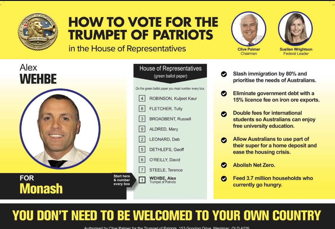 JohnLarter000's tweet photo. Just when you thought we had seen everything… Trumpet of Patriots preferences going to a “teal” over sitting MP Russell Broadbent - what a disgrace! You just couldn’t make this stuff up! https://t.co/jKskJMzlkB