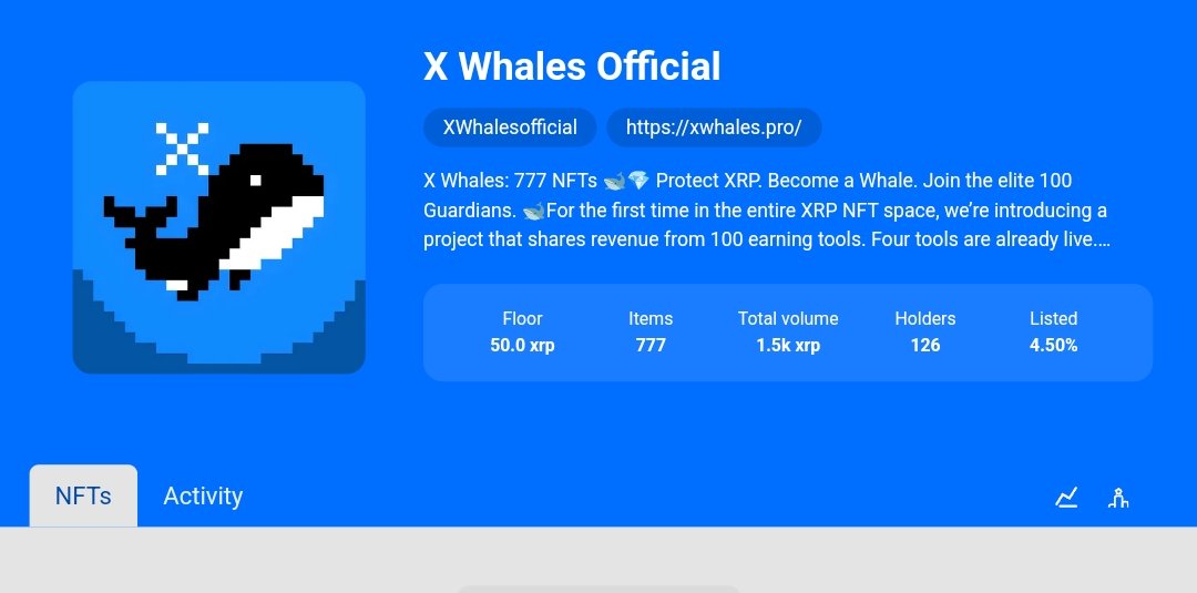 xrplsea's tweet photo. 🚨🚨Floor Alert 🚨
@XWhalesofficial
X Whales floor just touched 50 XRP and it's climbing!
In 24 Hours Floor price jump from 15 xrp to 50 xrp.
Still Diamonds are available on the price of Gold 😝
Website : https://t.co/Y8ACuZMQRu
#XWhales #NFTAlert #FloorRising #XRPNFTs #WAGM https://t.co/Uit9f8A2bS
