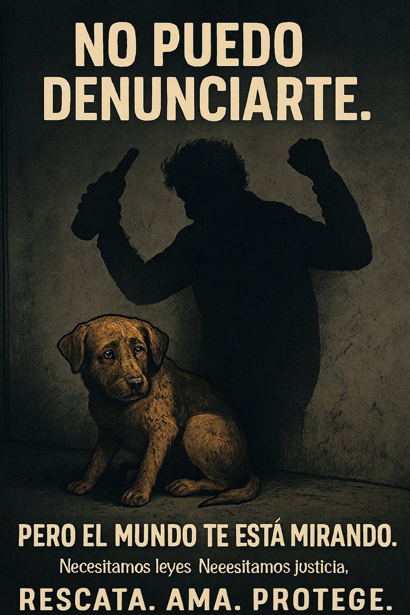 AlmasDeLaCalle's tweet photo. NO PUEDO DENUNCIARTE.
PERO EL MUNDO SABE DE TI. Violador!

No tengo nombre.
No tengo voz.
No puedo llenar un acta.
No puedo defenderme ni acudir a un tribunal.

Solo sé temblar, huir, sangrar en silencio…
y aún así, mirar con amor al humano que me destruyó.

¿Hasta cuándo los animales seguirán siendo invisibles para el Estado?
¿Hasta cuándo los golpes, los abusos, los abandonos… serán ignorados?
¿Dónde están las leyes que prometen protección?
¿Dónde están los castigos para quienes nos rompen sin piedad?

México necesita:

— Veterinarias públicas.
— Esterilizaciones gratuitas.
— Campañas reales de conciencia.
— Y LEYES QUE SE APLIQUEN.

Ya basta de discursos vacíos.
Queremos acción. Queremos justicia. Queremos humanidad.

Presidenta @Claudiashein:
¿Será usted la primera que escuche a los que no tienen voz?

@SEGOB_mx
@FGRMexico
@GobiernoMX
@senadomexicano
@Mx_Diputados
@PROFEPA_Mx
@SEMARNAT_mx
@lopezobrador_

Somos miles los que amamos a los animales.
Somos millones los que exigimos justicia.

Rescata. Ama. Cambia.
Y no calles lo que duele.🐾🐾🙏🏻