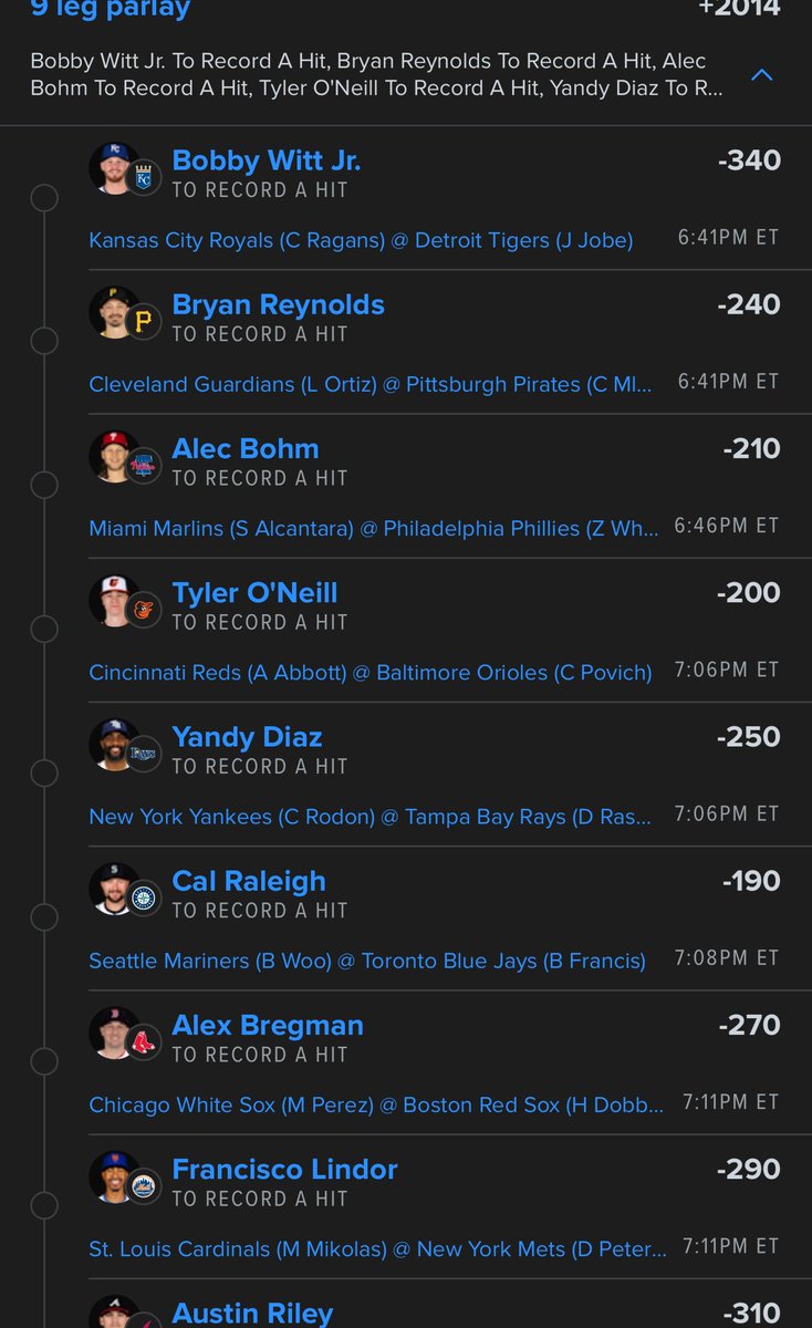 sean_incredible's tweet image. - Just get a hit.
Austin Riley to get a hit is the last leg, of course.
+2014 odds. 2014 was a good year.
🔗👇🏾