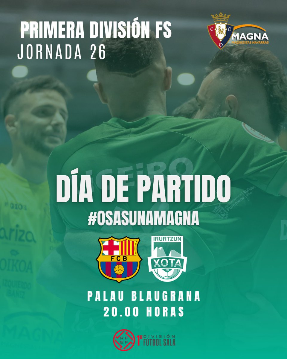 CDXOTA's tweet photo. ⚽️ ¡𝐃í𝐚 𝐝𝐞 𝐩𝐚𝐫𝐭𝐢𝐝𝐨!
⚔️ ¡Día del #BarçaXota!

🏟️ Palau Blaugrana
🕗 20.00 horas
📺 @fef_tv https://t.co/iIT12cMaVe