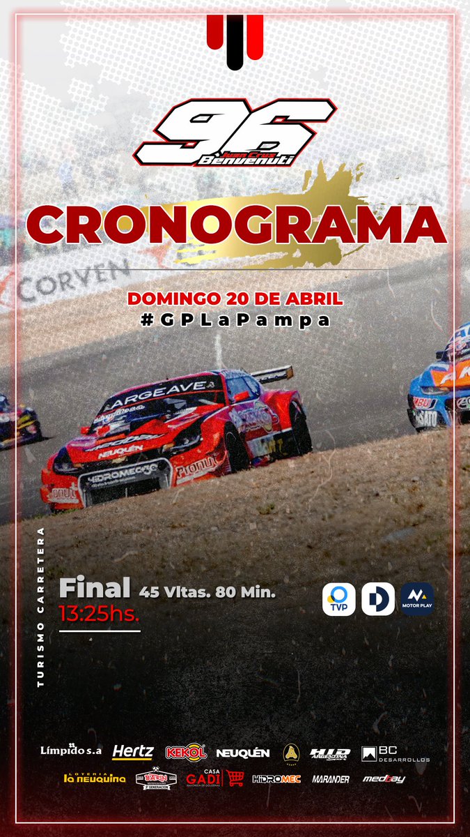 Todo listo para Toay! Se viene el #GPLaPampa!

👉 Estos son los horarios y la TV del fin de semana, recuerden que <a href="/canaldeportv/">DEPORTV</a> , la <a href="/TV_Publica/">TVP</a> y <a href="/motorplaytv/">MotorPlay</a> les acercarán toda la actividad del fin de semana!

-
-

📱 <a href="/mtintegralpress/">MT Integral</a> | 📸 <a href="/TCLAREVISTA/">TC... La Revista 🏁</a>