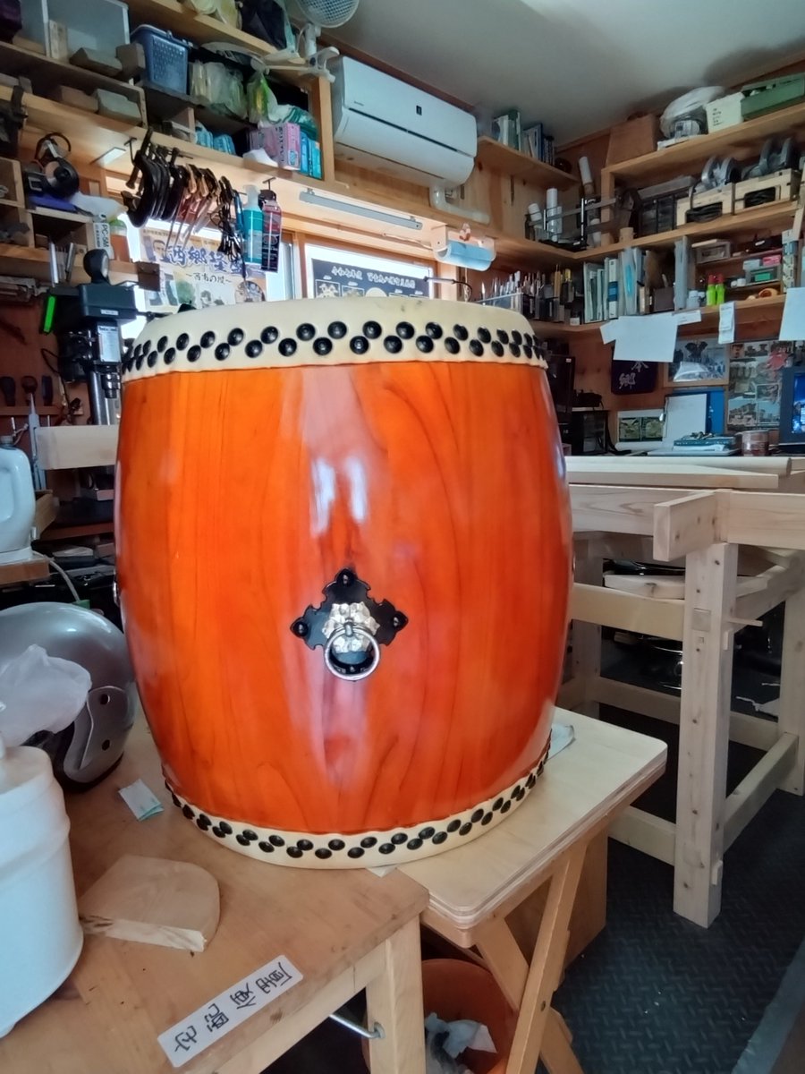 maturiotko's tweet photo. 太鼓の釣りかんの新規取付修理でした！2箇所を４箇所に変更でした！ https://t.co/DKZHV2GbS2