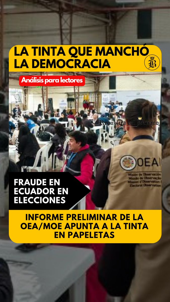 #RepublicaDelBanano🍌| La Tinta que Manchó la Democracia: Informe preliminar de la OEA apunta a la tinta en papeletas de votación

🔗🍌 republicadelbanano.com/2025/04/18/la-…