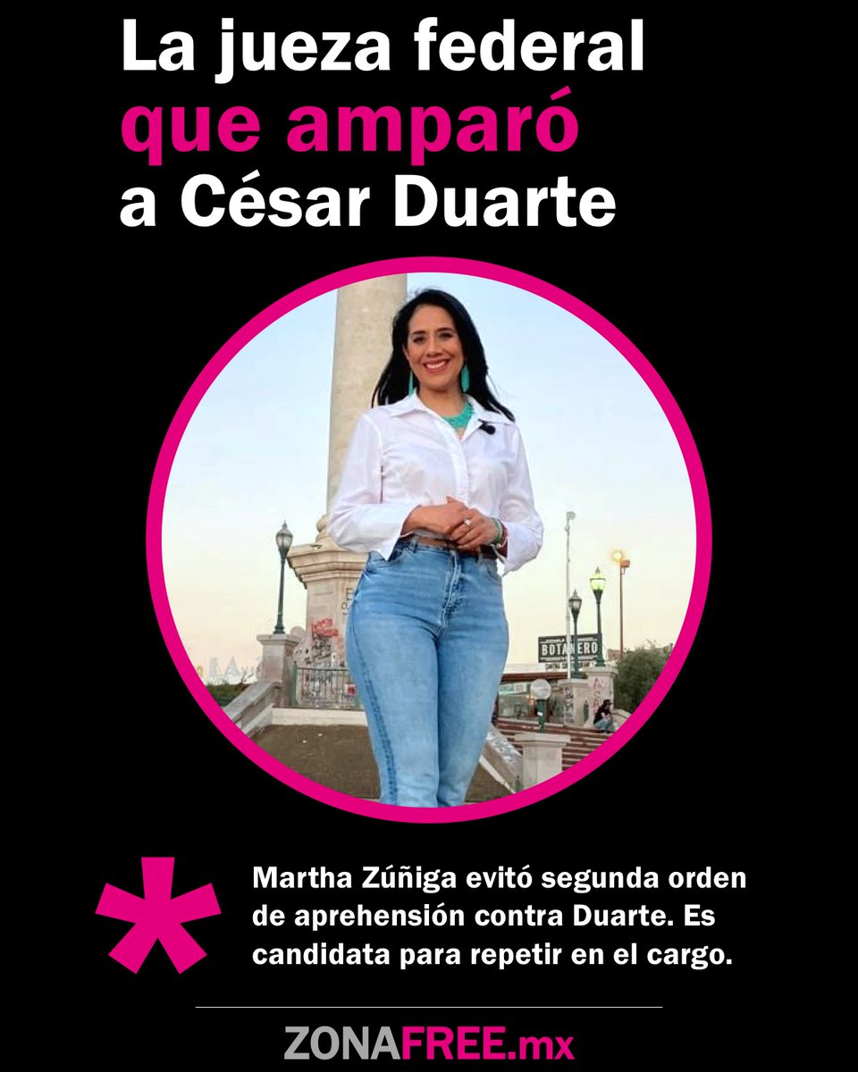 🔴 La jueza federal que amparó a César Duarte pretende seguir en el cargo con el voto popular.

—Martha Zúñiga blindó al ex gobernador contra nuevas órdenes de aprehensión, violando la Ley de Amparo, en colusión con la defensa y <a href="/MaruCampos_G/">Maru Campos</a>.

👉 zonafree.mx/2025/04/18/la-…