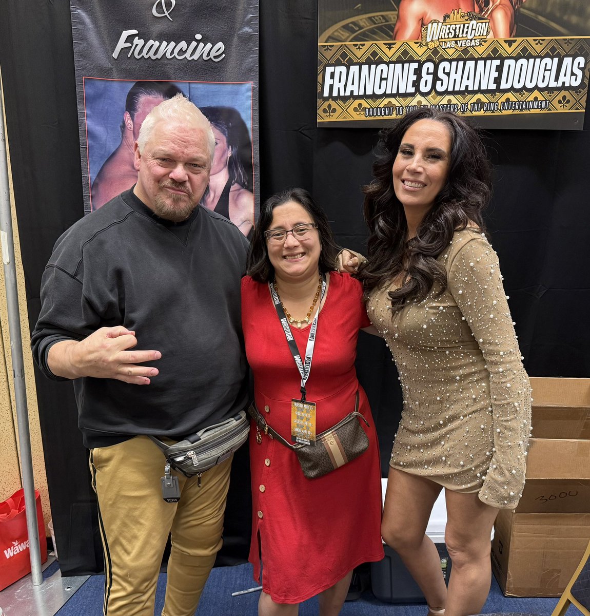 MastersofRing1's tweet photo. Thank you for a great day 1 at @wrestlecon!
Let’s make day 2 even better! @ECWDivaFrancine @MastersofRing1 @BambiWeavil
#shanedouglasecw #prowrestling #mastersofringentertainment #wrestlecon2025 https://t.co/2t4ZOyibgU