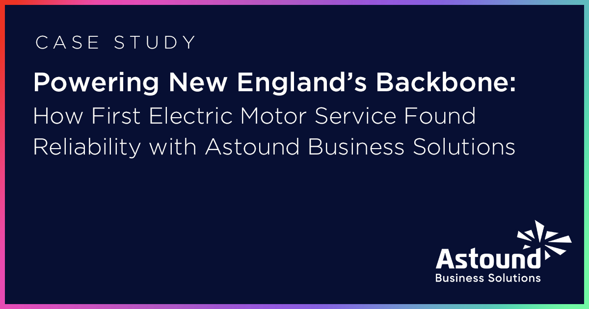 AstoundBusiness's tweet image. Downtime isn’t an option when every call counts. That’s why First Electric Motor Service turned to #Astound Business Solutions for reliable #fiber internet and #HostedVoice. Read the full story now bit.ly/3Y5AflU