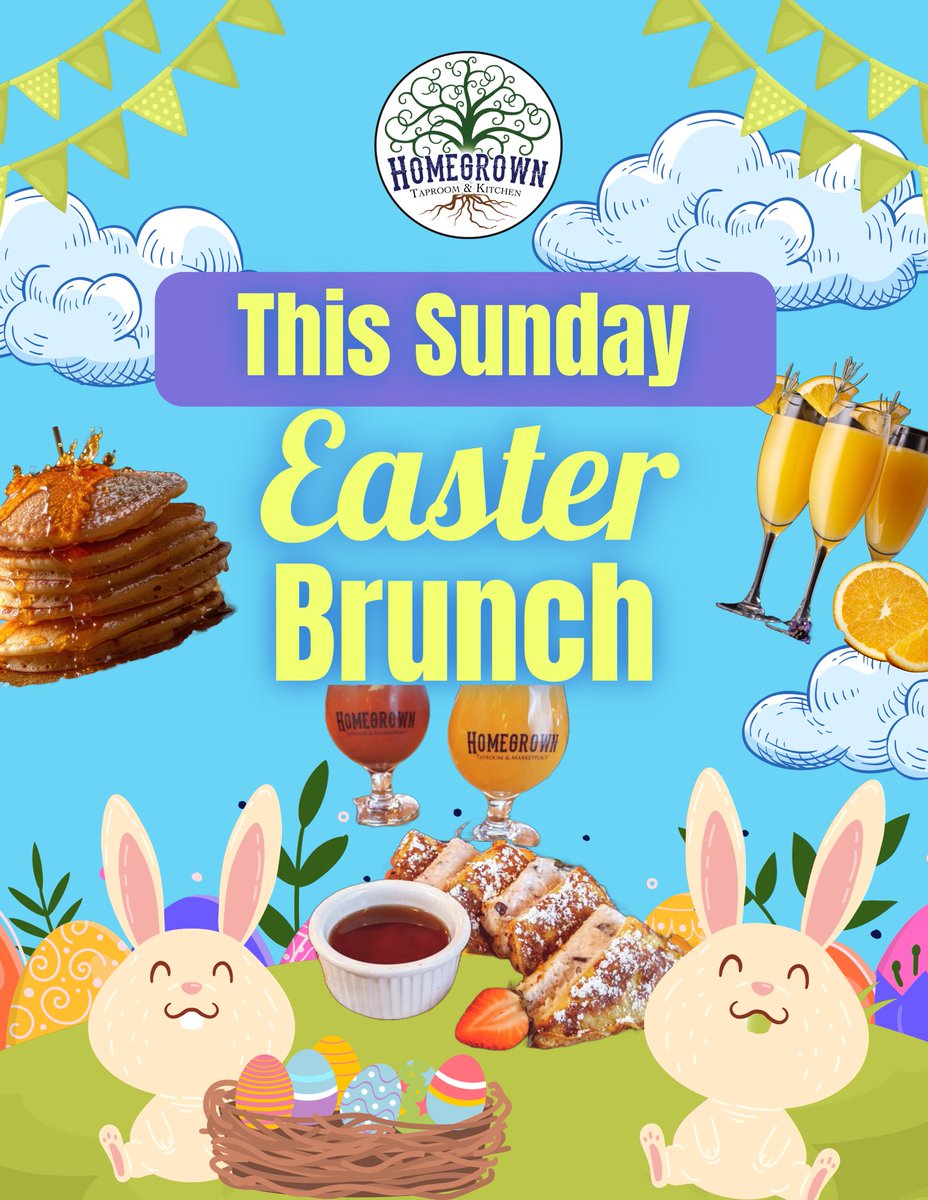 You don’t need to scavenger your yard, Homegrown has plenty of eggs, plus everything you need for an awesome Easter spread. So “hop” on over for brunch this Easter Sunday from 10-2. 🐰🪺🍻