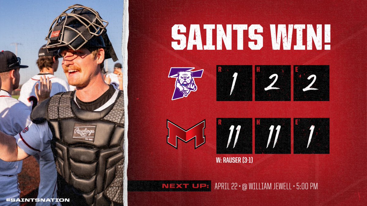 BaseballMU's tweet image. THAT IS A SERIES WINNER‼️

Rauser completes the THIRD complete game by a Saints starter on the weekend!