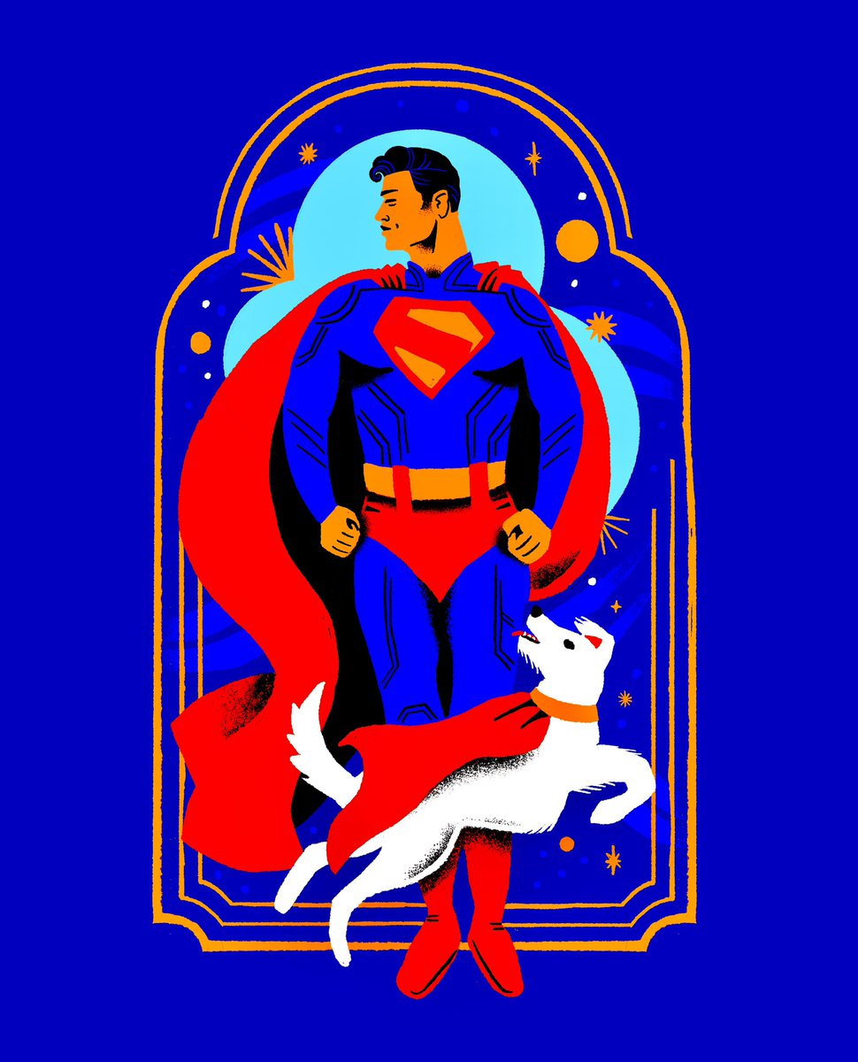 shampooswan's tweet photo. Happy @Superman day everyone! Here’s a little tribute I drew in honor of one of my favorite superheroes wearing his new suit with Krypto from the upcoming @JamesGunn movie (that I can’t wait to see). https://t.co/nmY6O2MxU8