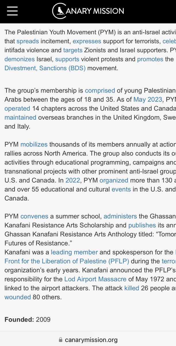 Call on PM Carney to:
4. Investigate PYM via Elections Canada &amp; links to government designated terrorist entities (Hamas, the PFLP, and Samidoun)
5. Retract the libel blaming Israel for “genocide”, rather than defending itself against genocidal Hamas. A PM must not increase hate.