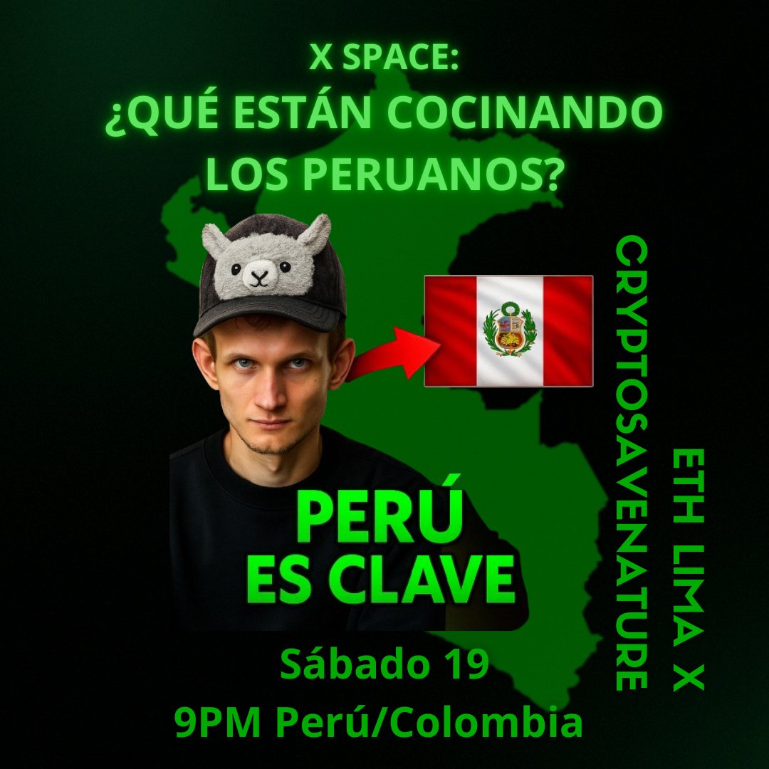 CryptSaveNature's tweet photo. 🚨 Mañana a las 9PM 🇵🇪
Nos juntamos en un Xspace 🔥 con @jargo2dev & @yamiyami_eth para hablar de lo que se viene con ETH Lima y lo que están cocinando los builders peruanos en web3 👀
Un Space bien peruano, lleno de alfa.
No lo olviden: Perú es clave.
#EthLima #NFTs #Web3 #CryptoNews