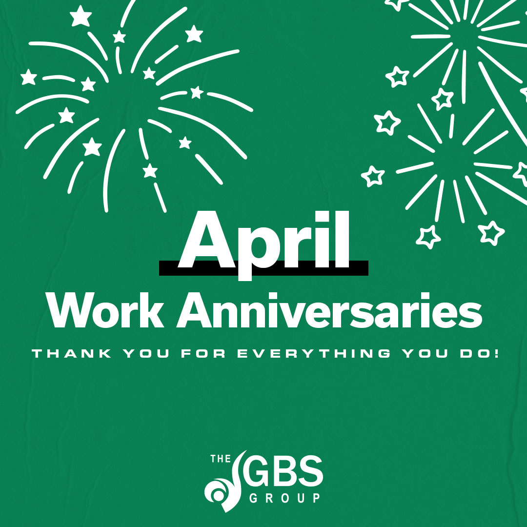 A big shoutout to our GBS team members celebrating work anniversaries this month!

Bill C (16)
Richard B (11)
Dianna S (7)
Ty Shawn S (7)
Sheldon S (6)
Warren W (6)
John A (5)
Markeis B (4)
Ebony C (3)
Erick Q (3)
Nicholas S (3)
Richard B (3)
Daniel J (2)
Ian S (2)
Michael C (1)