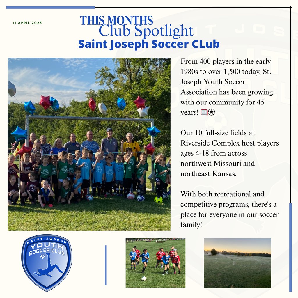 45 years of goals, growth, and memories! From a small group of soccer-loving parents in 1979 to serving over 1,500 players today, SJYSA has been the heart of youth soccer in northwest Missouri and northeast Kansas.
⁠Read the full article on our website!
⁠l8r.it/gSwa