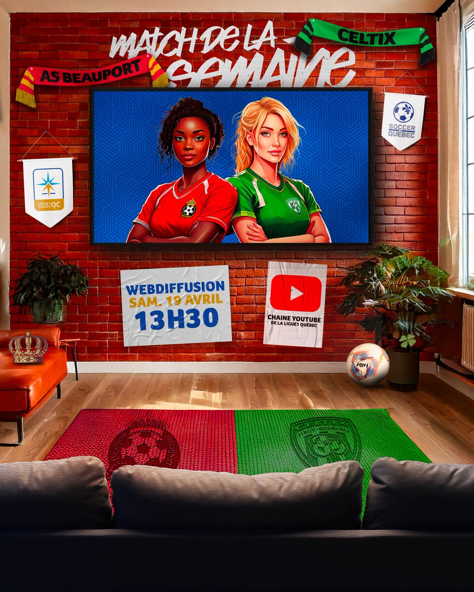 Ligue1QC's tweet image. [Webdiffusion L1QC]

Alors, vous choisissez quel côté du canapé? 👑🍀

Suivez en direct sur notre chaîne YouTube le match de la semaine en L1QC-F opposant l'AS Beauport au Celtix Haut-Richelieu! 📺
 
Lien de la webdiffusion ➡️ bit.ly/4jG4bgO