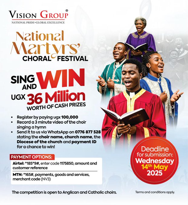 #WanLuoTvUpdates 
#MartyrsChoralFestival
Be i pyem me loyo wer pi lucaden remo me mwaka 2025. 
Me donyo i pyem man, lub cik kit ma kiketo kwede kany.
<a href="/newvisionwire/">The New Vision</a>
<a href="/bukeddeonline/">Bukedde</a>
<a href="/aruaonefmug/">88.7 Arua One FM</a>
<a href="/RupinyRadio/">Radio Rupiny 95.7</a>