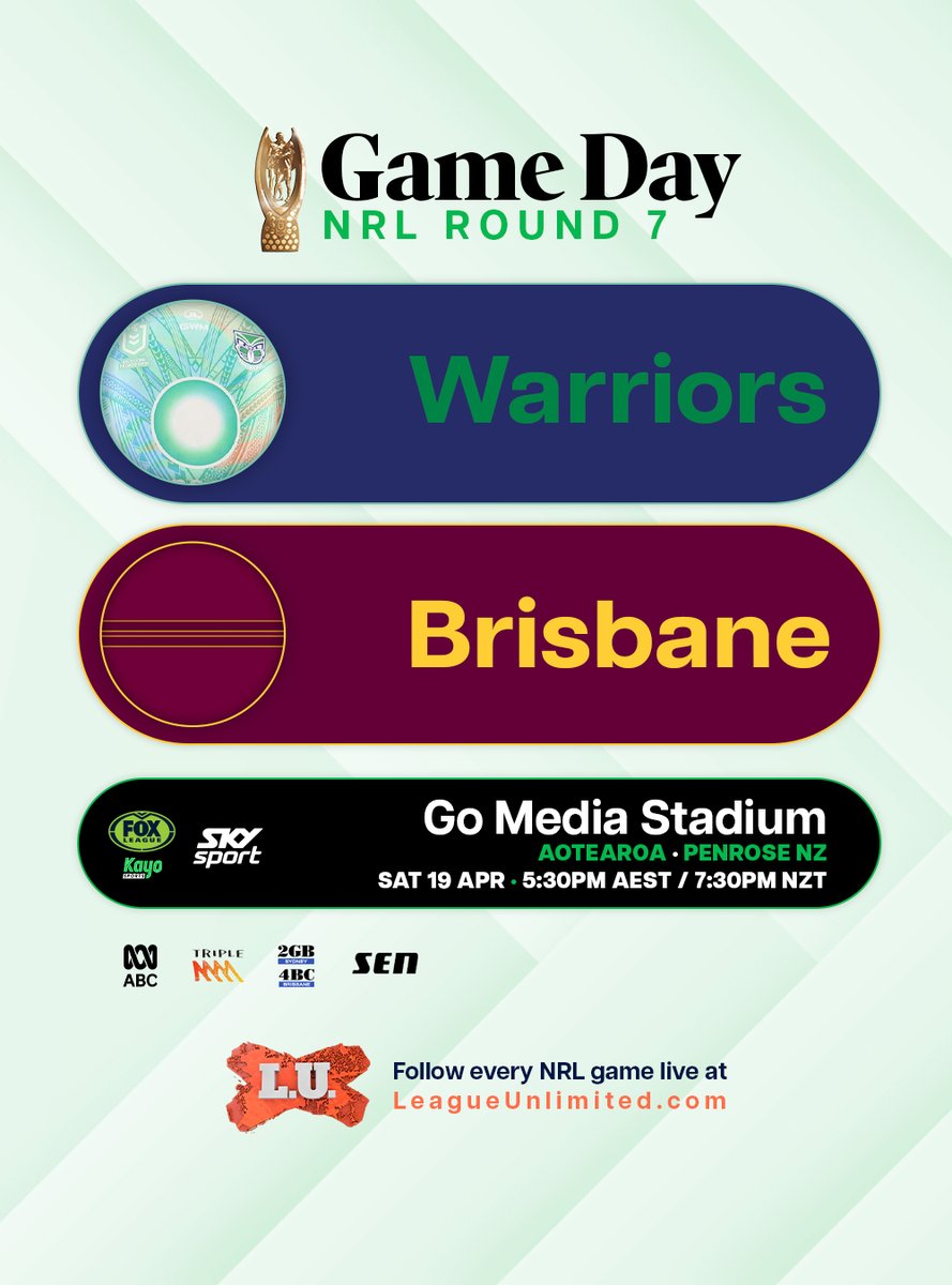 Game day in Auckland! Catch <a href="/lukejobson97/">Luke J</a>'s preview here: leagueunlimited.com/news/42082-war… and our programme here: leagueunlimited.com/the-front-row.

<a href="/AJLucantonio/">AJ Lucantonio</a> will be around at 5:30pm AEST for the live blog of #NRLWarriorsBroncos, late mail 4:30pm.