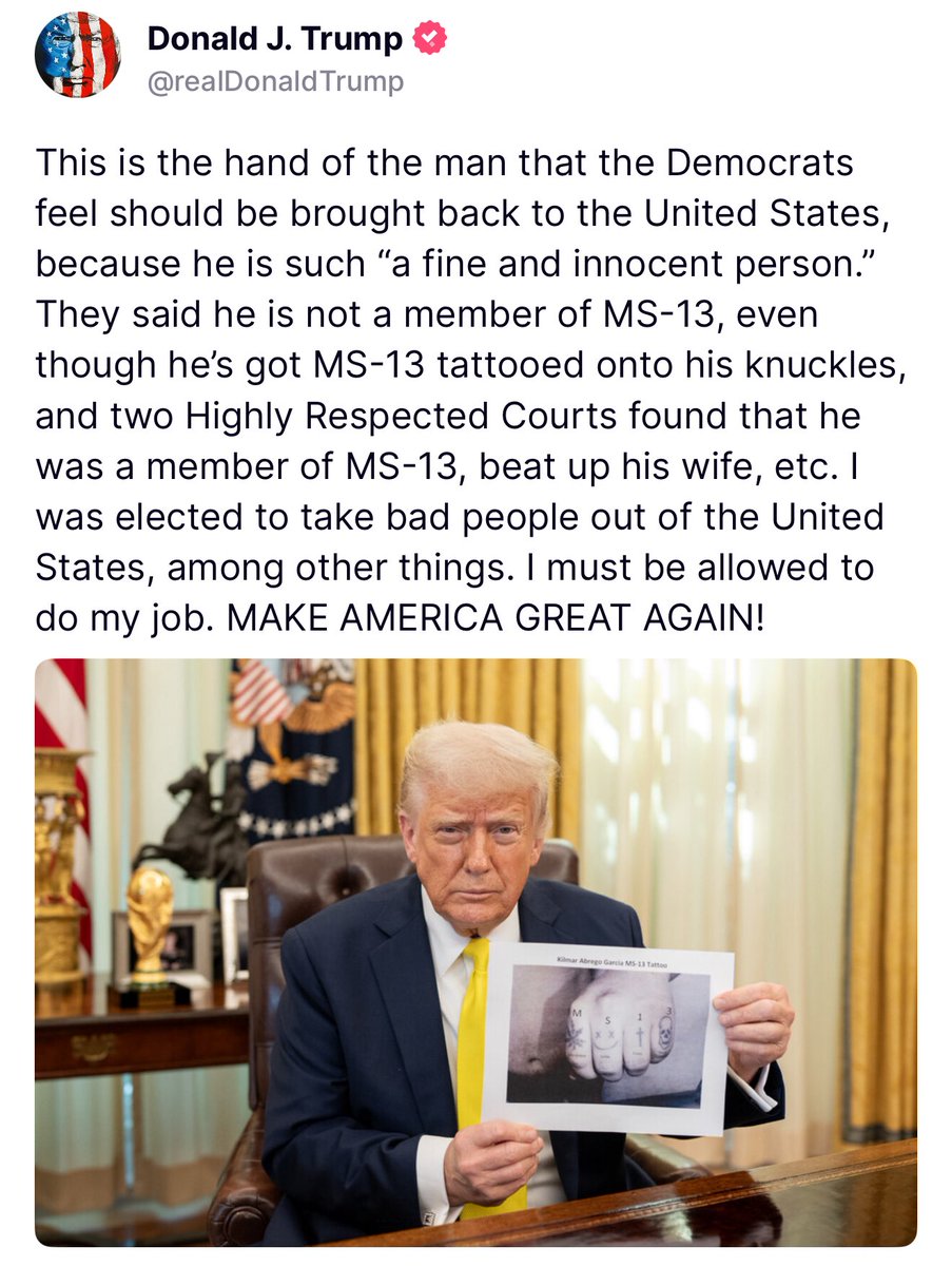 BREAKING 🚨 President Trump just exposed Fake News Media and the Democrat Party with a photo of the illegal Alien MS-13 Gang Member’s hand

Mainstream Media will never show you this

MIC DROP 🔥