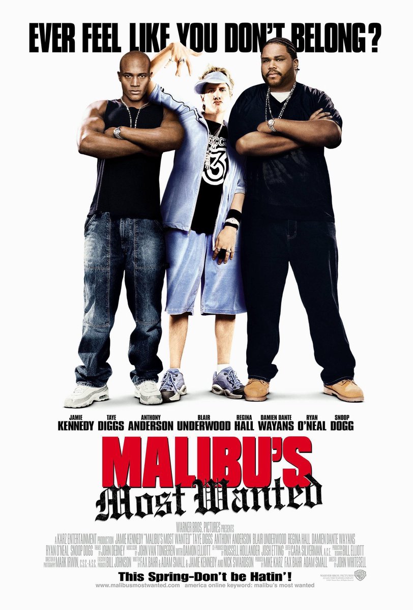 FilmNewsNos's tweet photo. 🎬MOVIE HISTORY: 22 years ago today, April 18, 2003, the movie ‘Malibu’s Most Wanted’ opened in theaters!
#JamieKennedy #TayeDiggs #AnthonyAnderson #ReginaHall @BlairUnderwood #DamienDanteWayans #RyanONeal #BoDerek @kalpenn #NickSwardson #GregGrunberg @terrycrews #JPManoux https://t.co/4HXbaKZXES
