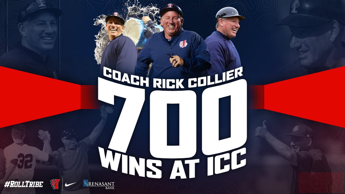 #ICCBSB - Congratulations to Coach Rick Collier on picking up his 700th win at the helm for the Indians! #RollTribe