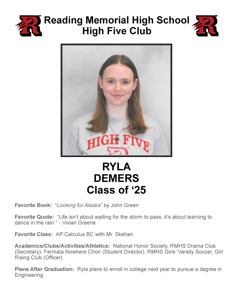 Reading Cooperative (@readingcoopbank) on Twitter photo Congratulations to Ryla Demers on becoming the newest member of the <a href="/RocketsRMHS/">Reading, Ma Rockets</a> High Five Club! #Classof2025 #GoRockets <a href="/TheOrbitofRMHS/">The Orbit of RMHS</a> <a href="/ReadingSchools/">ReadingPublicSchools</a> <a href="/TownOfReadingMA/">Town of Reading, MA</a> Congratulations to Ryla Demers on becoming the newest member of the <a href="/RocketsRMHS/">Reading, Ma Rockets</a> High Five Club! #Classof2025 #GoRockets <a href="/TheOrbitofRMHS/">The Orbit of RMHS</a> <a href="/ReadingSchools/">ReadingPublicSchools</a> <a href="/TownOfReadingMA/">Town of Reading, MA</a>