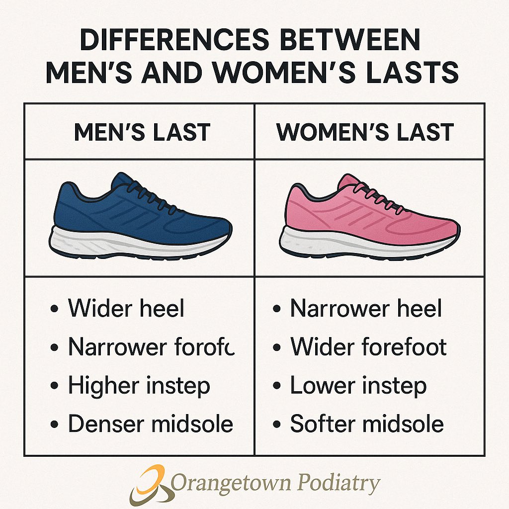Wearing men’s sneakers as a woman? It might be hurting your feet.
Here’s why choosing the right shoe “last” matters:
[Attach image]
#FootHealth #OrangetownPodiatry #PodiatryTips