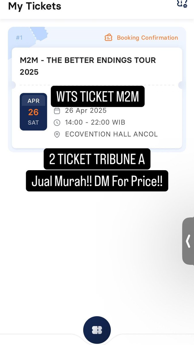 andrommesakh's tweet photo. WTS TICKET M2M TRIBUNE A JAKARTA #WTS #M2MJAKARTA #M2M #M2MTheBetterEndingTour https://t.co/up0dHgvWTW