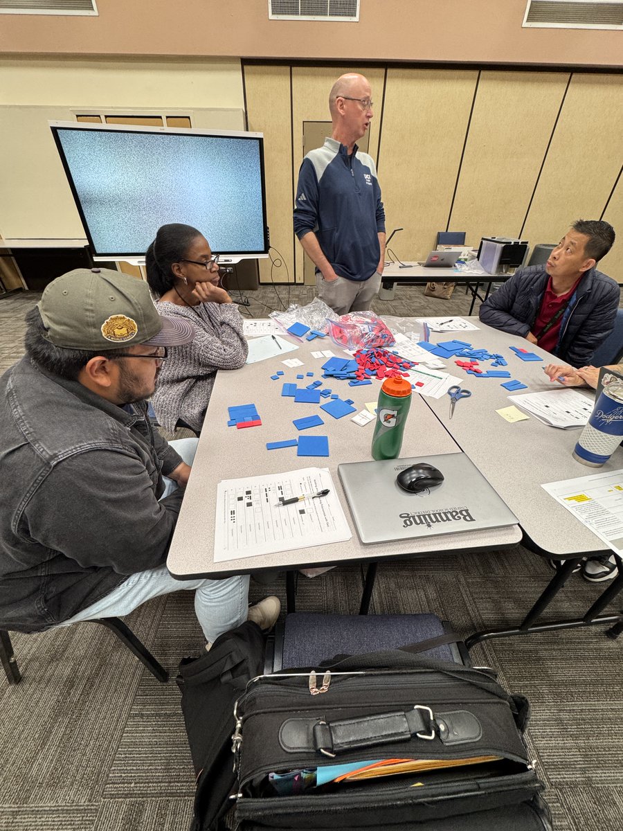 IrvineMathProj's tweet image. IM 2 teachers diving into polynomials with card sorts, algebra tiles, and Desmos during PD! Hands-on strategies = deeper understanding & better student engagement. Love seeing math come to life! 🔢🧠💡 #MathPD #IM2 #AlgebraInAction