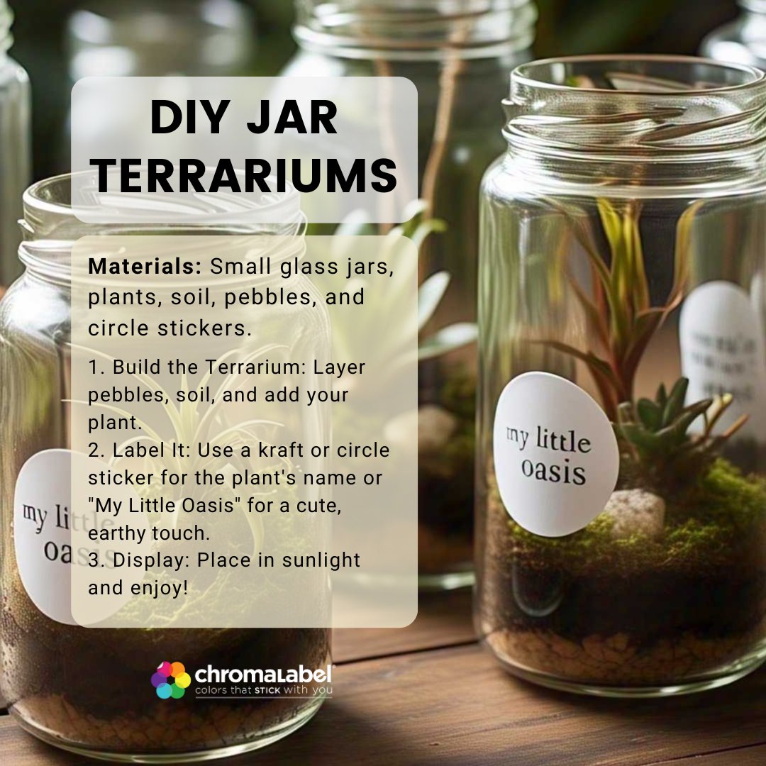 ChromaLabel's tweet photo. Build it, label it, love it! 🌿✨
DIY Jar Terrarium + a cute sticker = your own little oasis. 💚
#DIYTerrarium #StickerMagic #MyLittleOasis https://t.co/fGvG5ESa9B