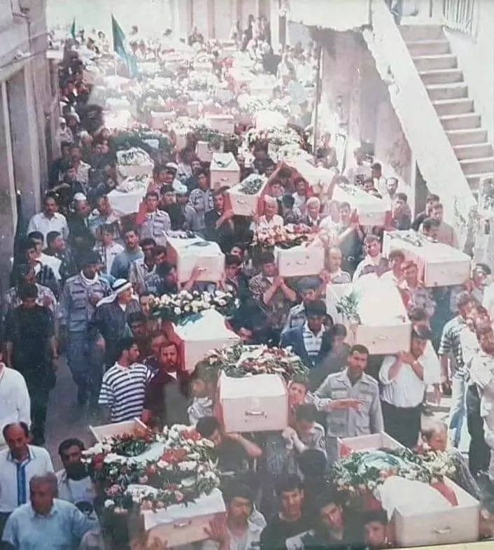 resist_truth's tweet photo. 🇱🇧The Qana Massacre:

On April 18, 1996, during the April "Grapes of Wrath" war. The Israel military bombed a United Nations compound housing Lebanese civilians and UN peacekeepers in the town of Qana, South Lebanon.

The total number of Lebanese civilians martyred was around 107, mainly children and many more injured.

Qana is mentioned in the Bible as ('Qana of the Galilee'). It's the location of the Wedding at Cana, at which the miracle of turning water into wine took place in the Gospel of John.