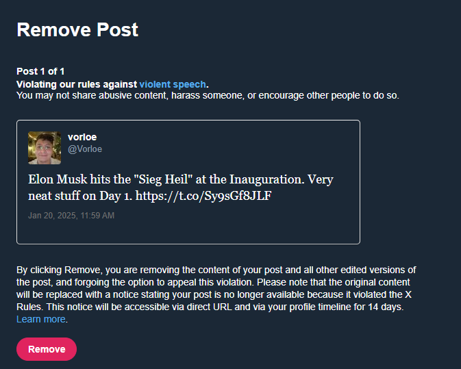 ELON SILENCING AND BANNING USERS 3 MONTHS LATER AFTER CALLING OUT HIS NAZI SHIT

@VORLOE JUST GOT SUSPENDED FOR THIS TWEET