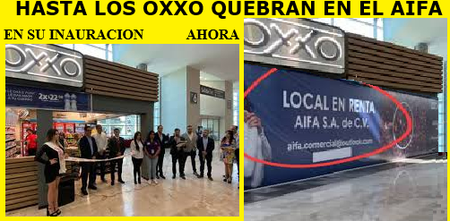 edubacio's tweet photo. .
El unico OXXO que habia en el AIFA ya lo cerraron.,.
pinche viejo caprichoso..  si ya se estaba construyendo un flamante Aeropuerto, lo destruyo y hizo un aeropuerto de Miedra. HDSPM #NarcoExPresidenteAMLO #NarcoPresidentaClaudia #NarcoGobiernoDeMorena #NarcoSectaMorena https://t.co/KmE3hIKNnP