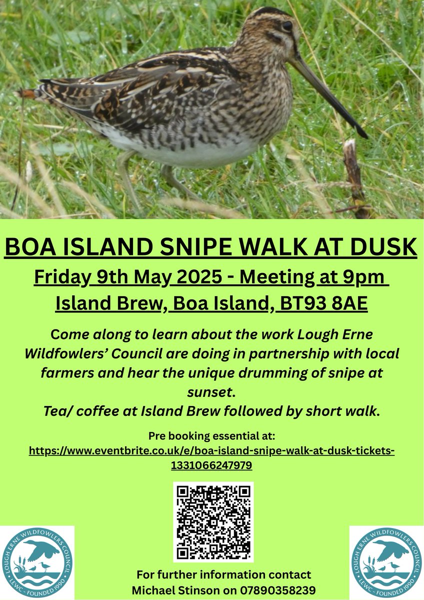 Delighted to be running this event again on Friday 9th May...

Tea/ coffee first at Island Brew, Boa Island and then a short stroll to hear the birds. 

Pre booking essential at eventbrite.co.uk/e/boa-island-s…