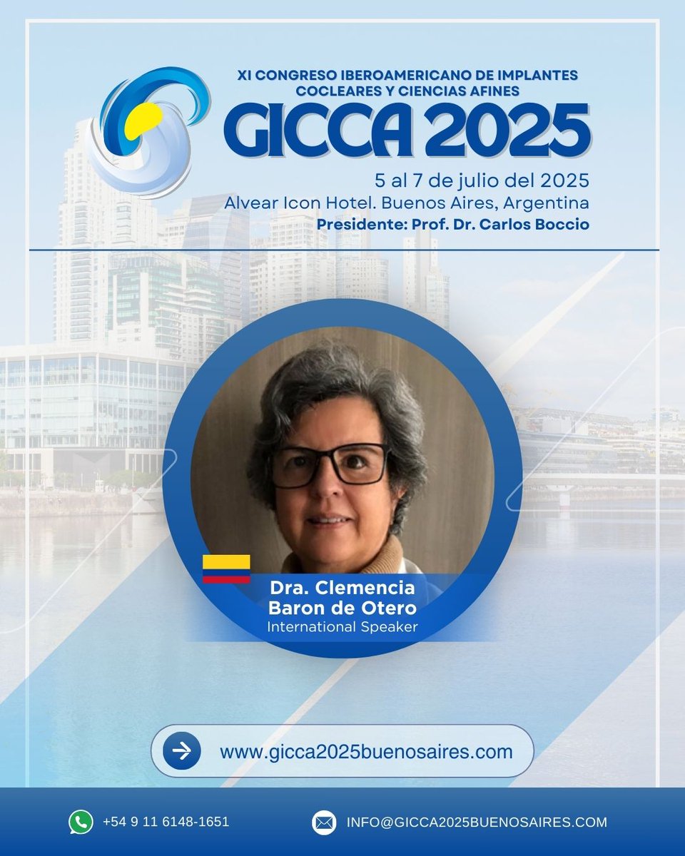 orl_fed's tweet photo. 🎙️ Seguimos presentando a los speakers que serán parte del XI Congreso Iberoamericano de Implantes Cocleares y Ciencias Afines–GICCA 2025
🇨🇴 Dra. Clemencia Barón de Otero
🇨🇱 Dr. Ricardo Raúl Alarcón Grandón
🇧🇷 Dra. Marilia Botelho
📅 5 al 7 de julio
📍 Alvear Icon Hotel https://t.co/f7bav4UF4h