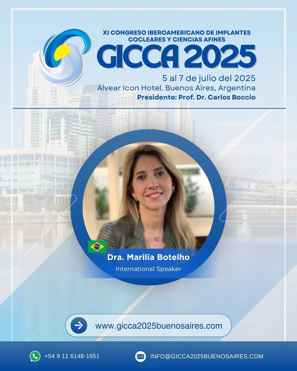 orl_fed's tweet photo. 🎙️ Seguimos presentando a los speakers que serán parte del XI Congreso Iberoamericano de Implantes Cocleares y Ciencias Afines–GICCA 2025
🇨🇴 Dra. Clemencia Barón de Otero
🇨🇱 Dr. Ricardo Raúl Alarcón Grandón
🇧🇷 Dra. Marilia Botelho
📅 5 al 7 de julio
📍 Alvear Icon Hotel https://t.co/f7bav4UF4h
