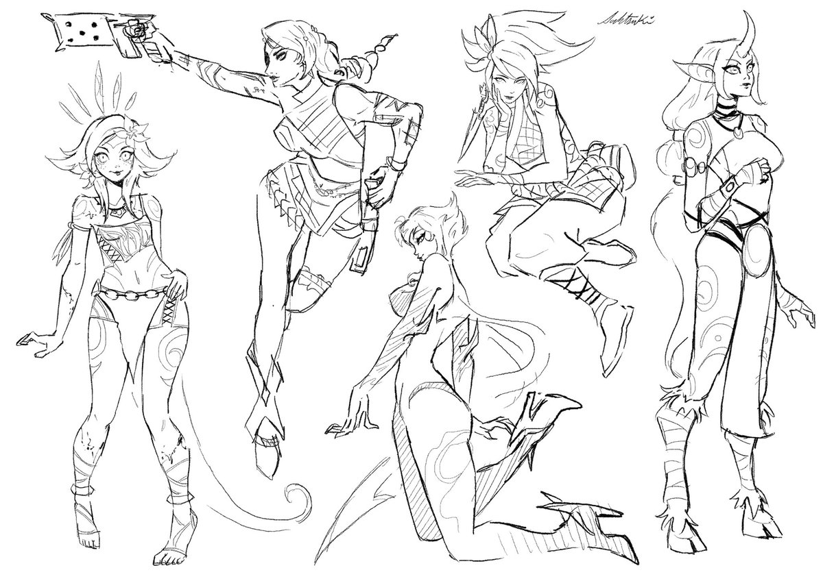 training some poses feat. league girls - neeko, samira, evelynn, akali and soraka! #LeagueOfLegendsArt